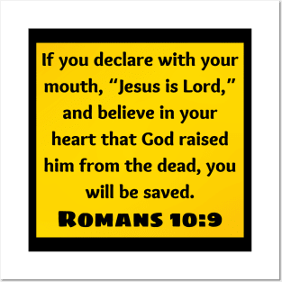 Bible Verse Romans 10:9 Posters and Art